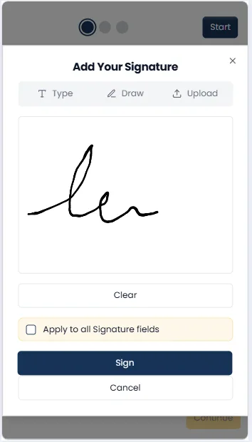 Drawing a signature on a phone with NomaSign