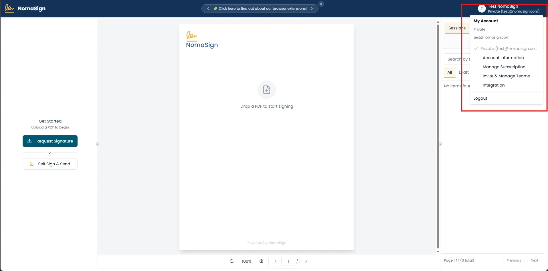 Click profile button