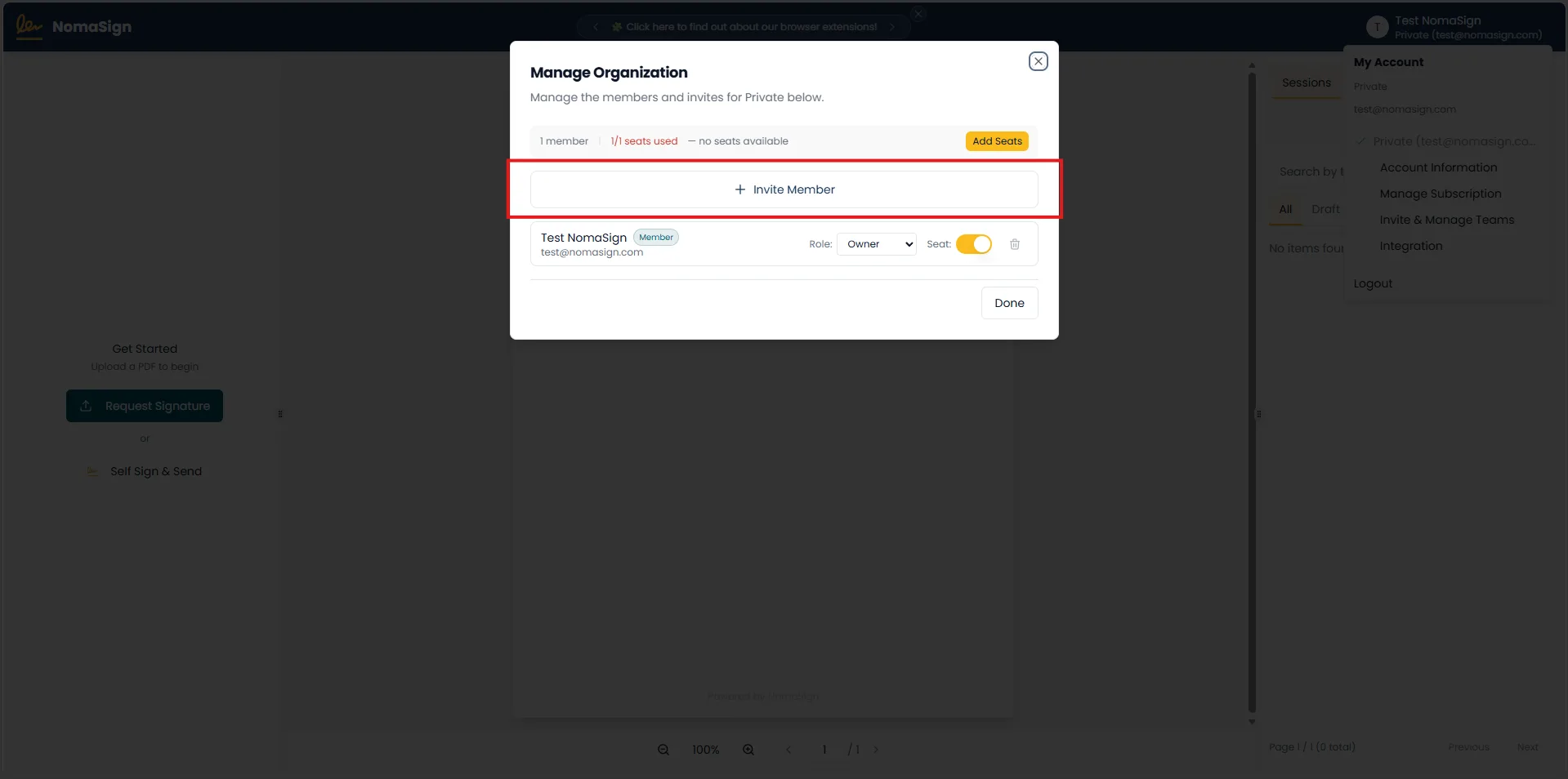 Invite Member button