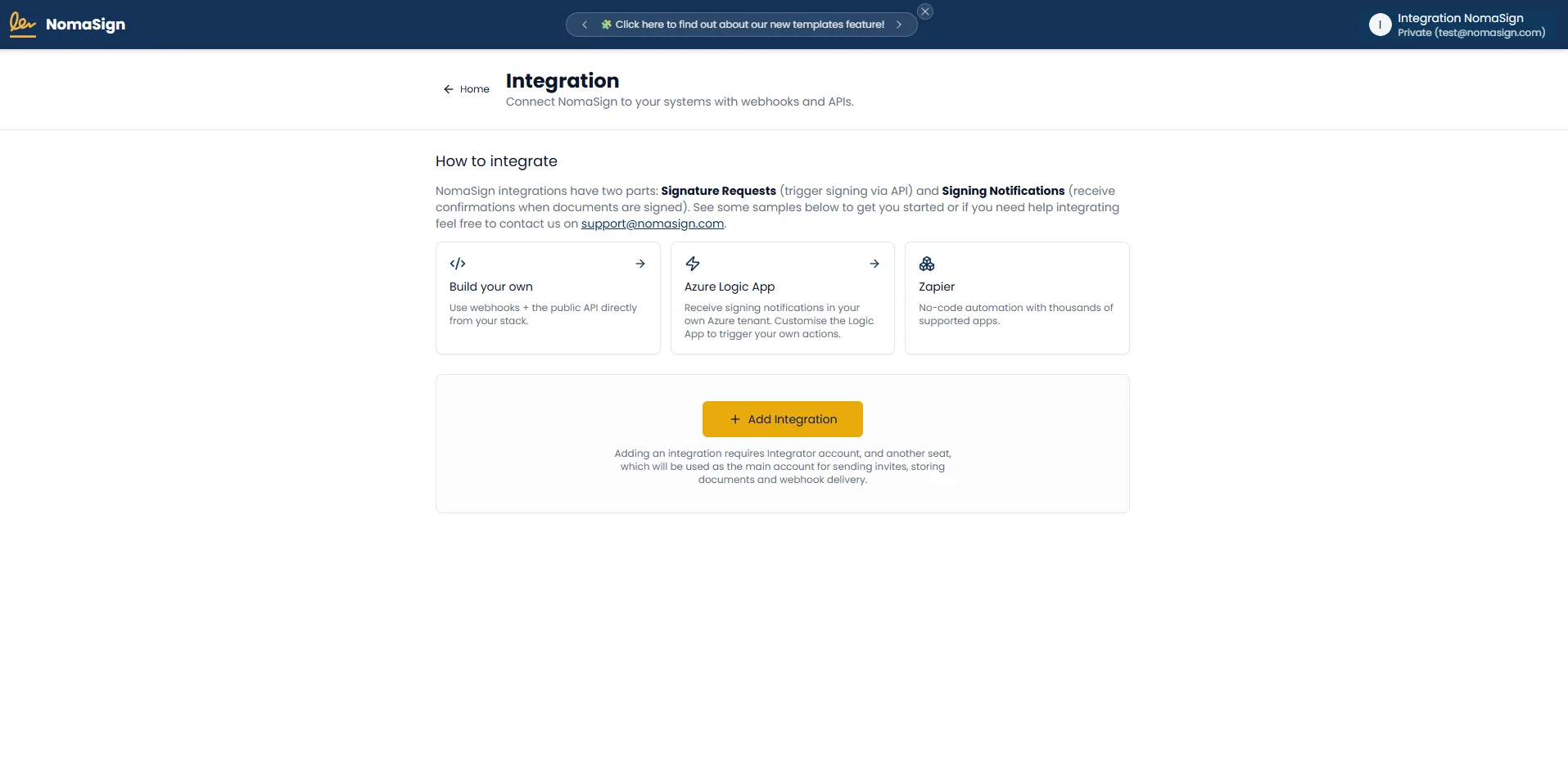 Integration page